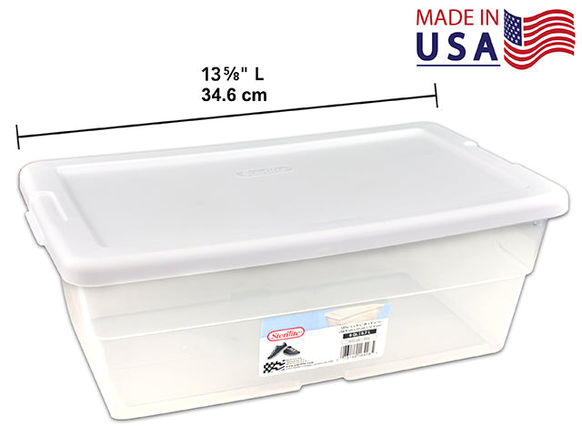 5.7 LITER STORAGE BOX - CLEAR W/ WHITE LID 13 5/8 L X 8 1/4" W X 4 7/"