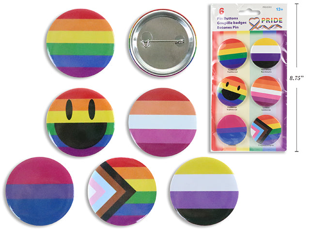 Pride Rainbow Flags On Buttons