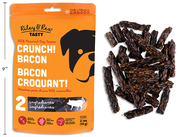 Crunch! Bacon. 90G. Resealable Peggable Pouch.