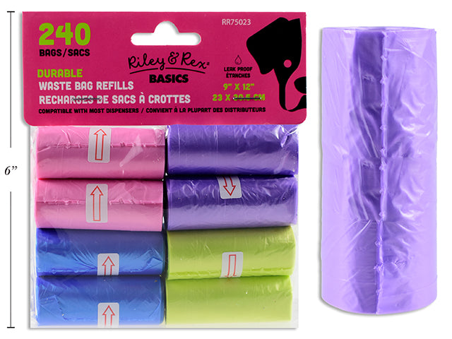 16pk 240pcs Coloured Poop Bag Refills. 15 Bags/Roll. Pbh.