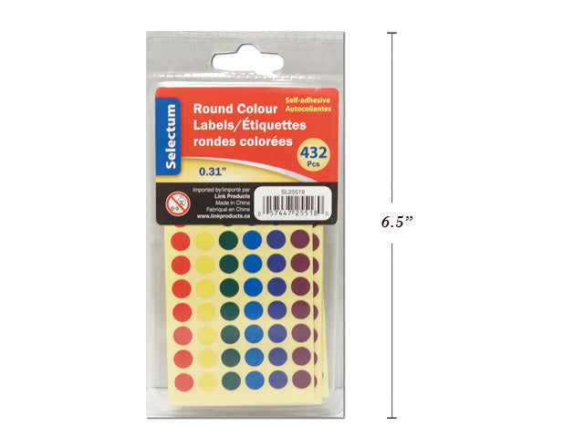 Round Color Labels 432 Pieces