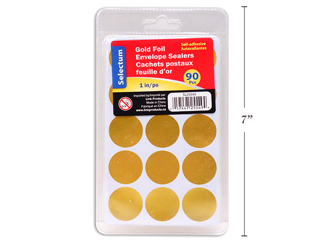 Gold Color Foil Round Stickers 90 Stickers