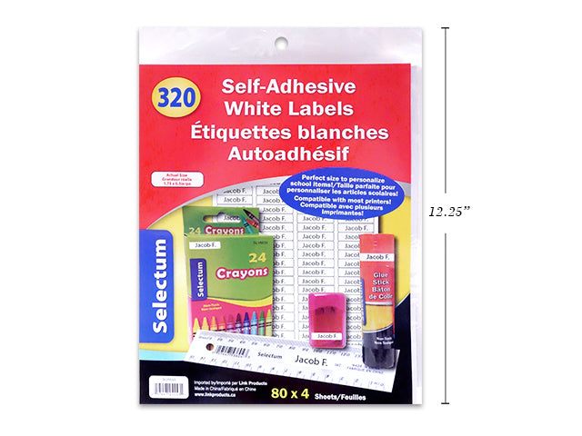 Self Adhesive White Labels 320 Labels