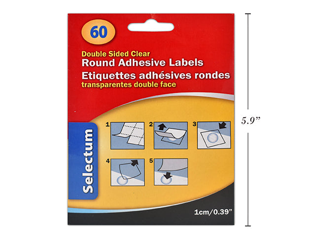 Double Sided Clear Adhesive Round Labels 60 Labels