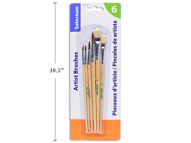 Assorted Round And Flat Wood Handle Art Brushes