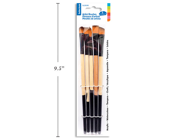 Wood Handles Art Brushes 5 Pack