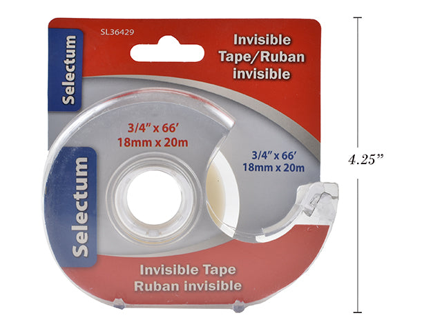 INVISIBLE TAPE W/DSP 18MMX20M (3/4 X 66') WITH METAL TEETH (MADE IN T"