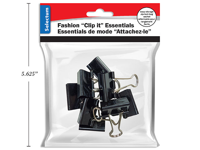 Black Binder Clips Large 8 Pack