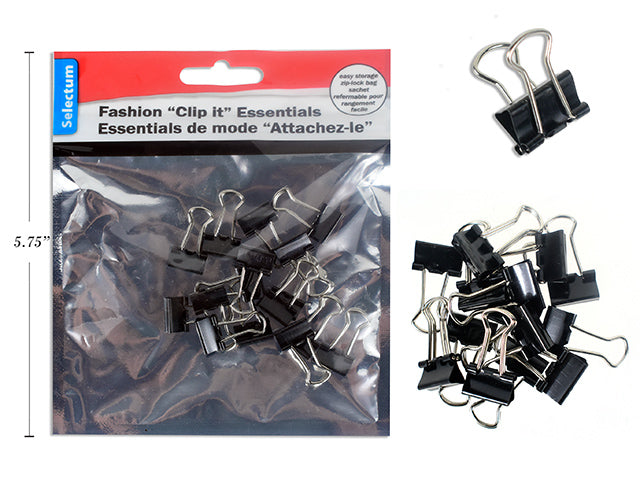 Black Binder Clips 16 Pack