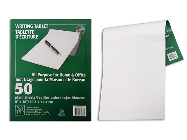 Writing Tablet 50 Plain White Sheets