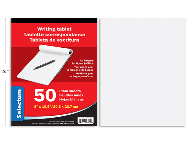 8X10" Writing Tablet 50 Shts Unlined Bond Paper