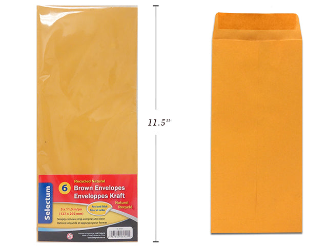 Peel And Seal Kraft Envelopes 6 Pack Large