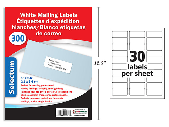 White Mailing Labels 300 Labels