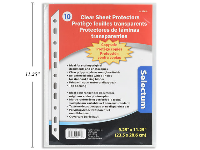 SHEET PROTECTORS 10/PK 9.25X11.25 COPYSAFE"