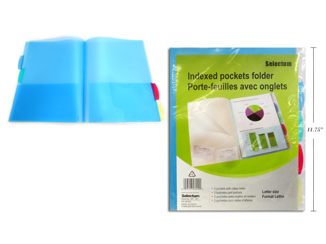 Indexed Pocket Folder Letter Size 5 Pack