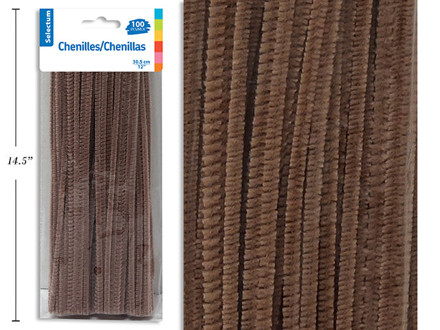 12 CHENILLES DK BROWN 100/BAG 4 MM THICKNESS"