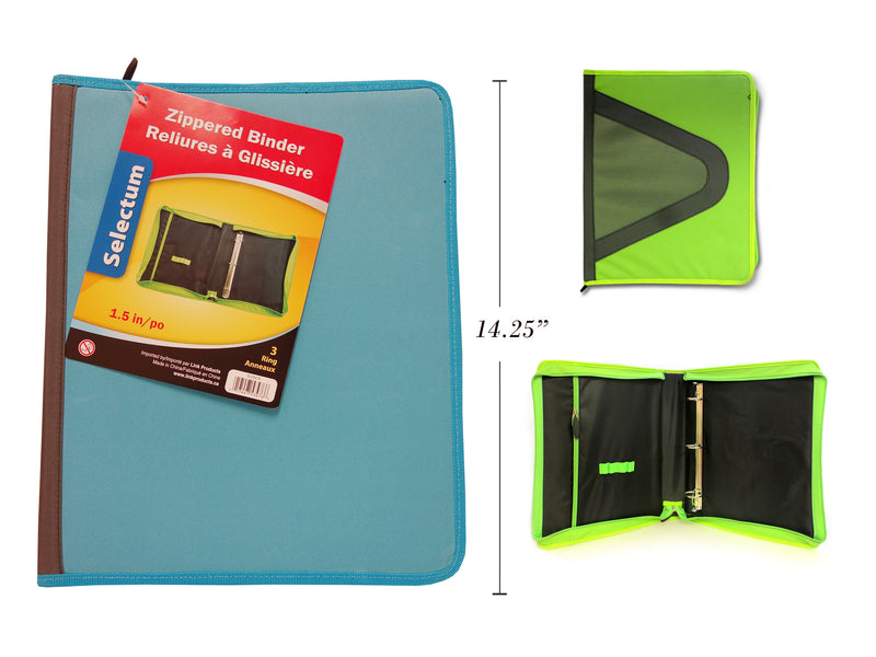 3 Ring Zipper Portfolio Pocket Nylon Case