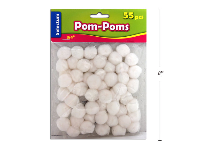 White Pom Poms 55 Pack