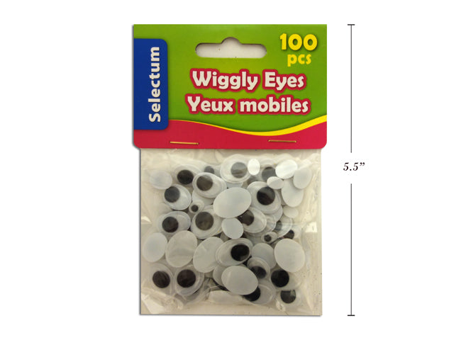 Wiggly Oval Shape Eyes Black And White 100 Pack