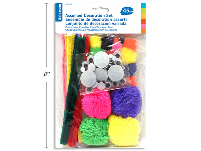 ASSORTED KIDS' CRAFT SET (POMS, EYES, FELT) CHENILLES INCLUDED (45 GR