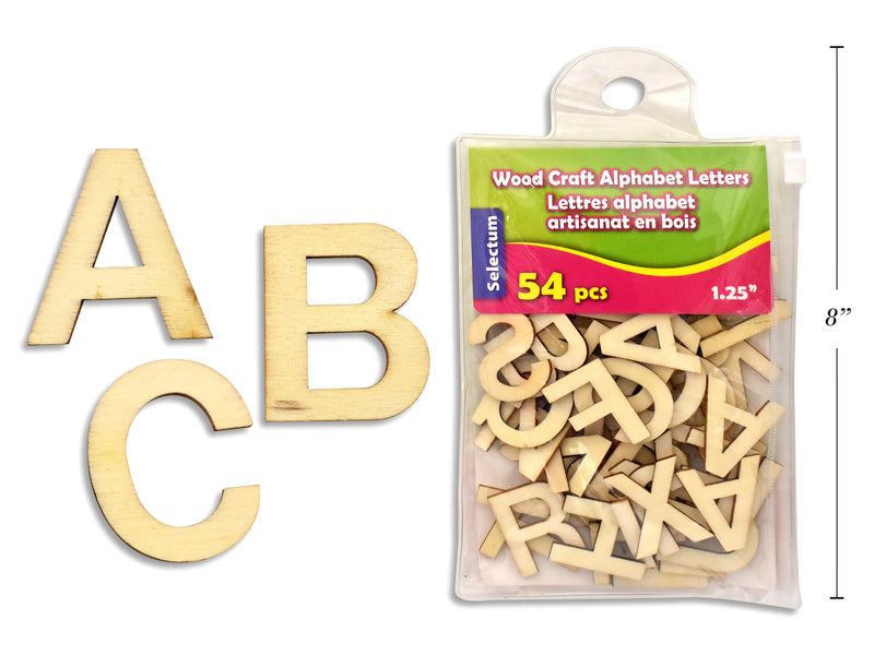 Wood Craft Alphabet Letters 54 Pack