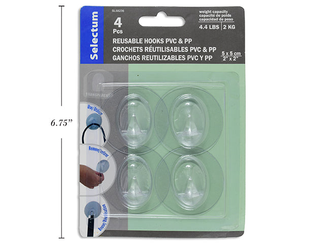 Reuseable Hooks Pvc&Pp 50Mm 4Pcs Cap; 2Kg (4.4Lbs)