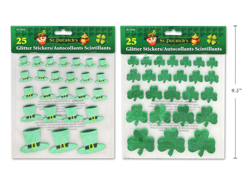 25Pcs St. Patricks Glitter Foam Stickers. Pbh