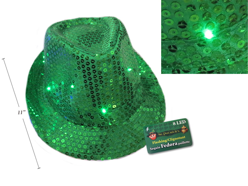 St Patricks Day Try Me Sequin Flashing Fedora Hat