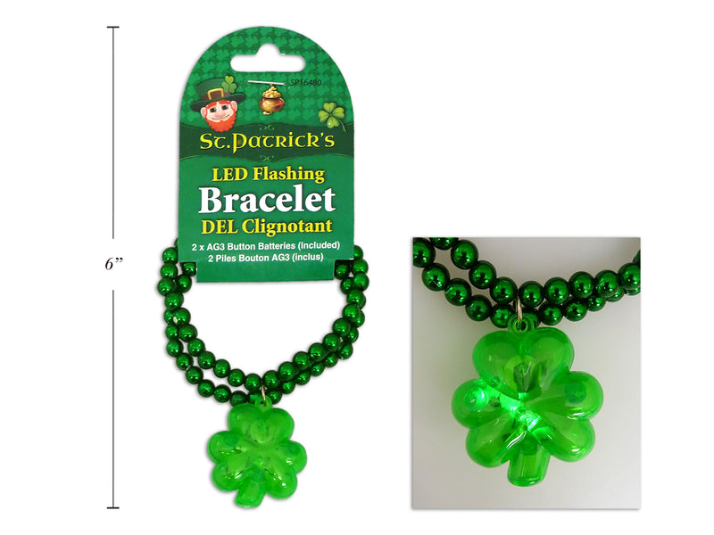 B-O Led Flashing Shamrock Bracelet. H-C 2Xag3 Batteries Included