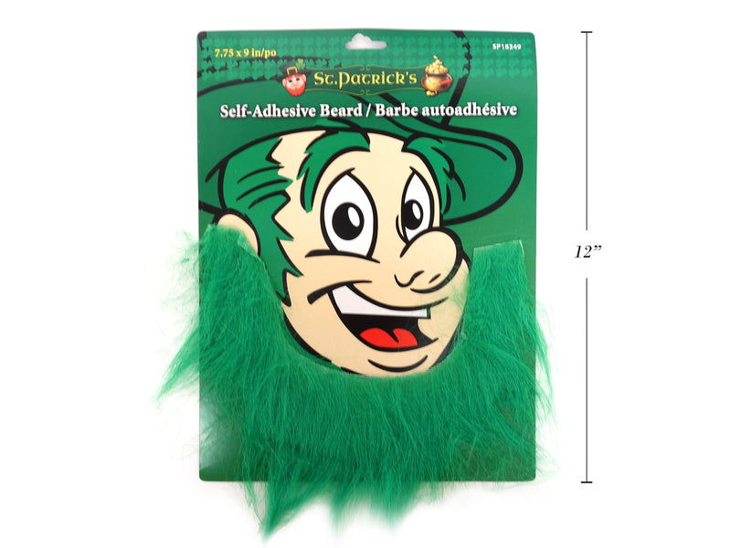 St. Patricks Day Self Adhesive Leprechaun Beard. Size: 7.75In(H) X 9In. Polybag W-Insert.