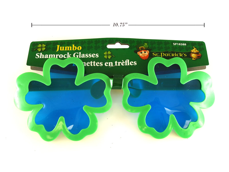 10.5In X 4-1-8In St.Pats Jumbo Shamrock Glasses.