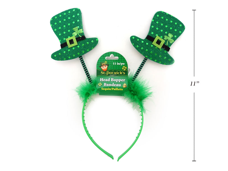 St Patricks Day Sequin Leprechaun Hat Head Bopper With Fur