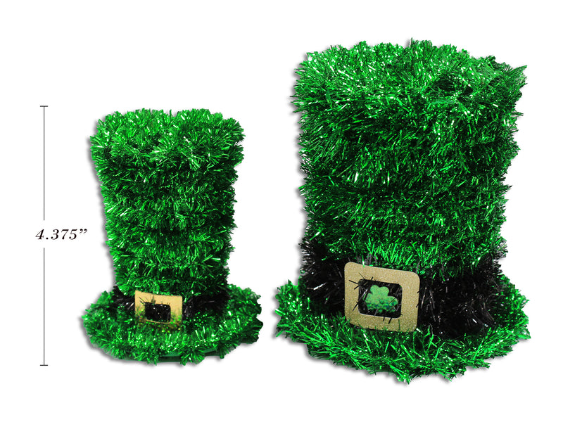 Tinsel Leprechaun Top Hat Decor 2 Pack