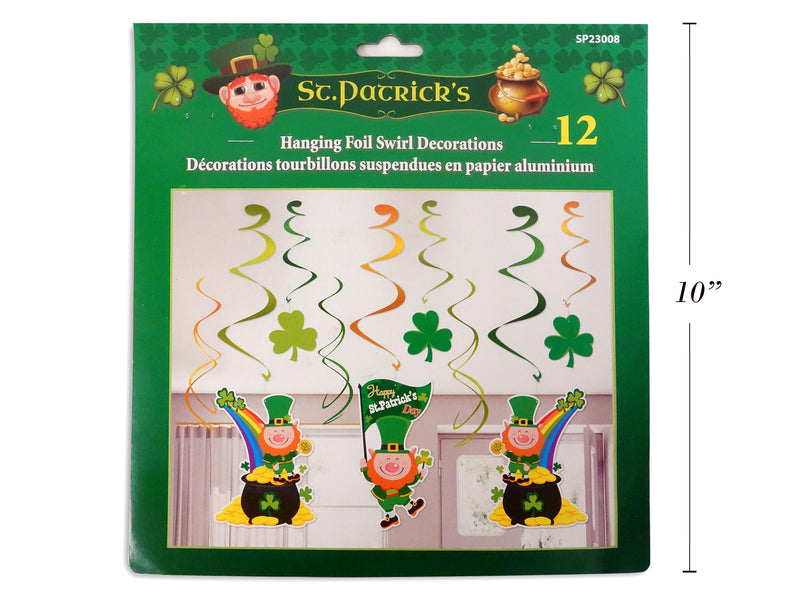 St Patricks Day Hanging Foil Swirls 12 Pack