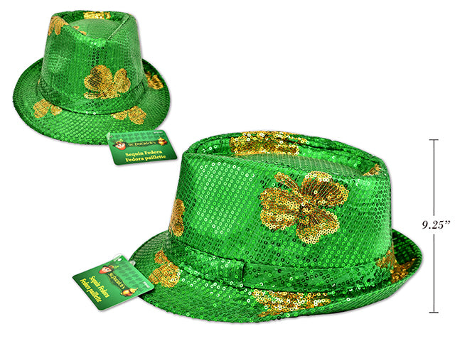 St Patricks Day Sequin Shamrock Fedora