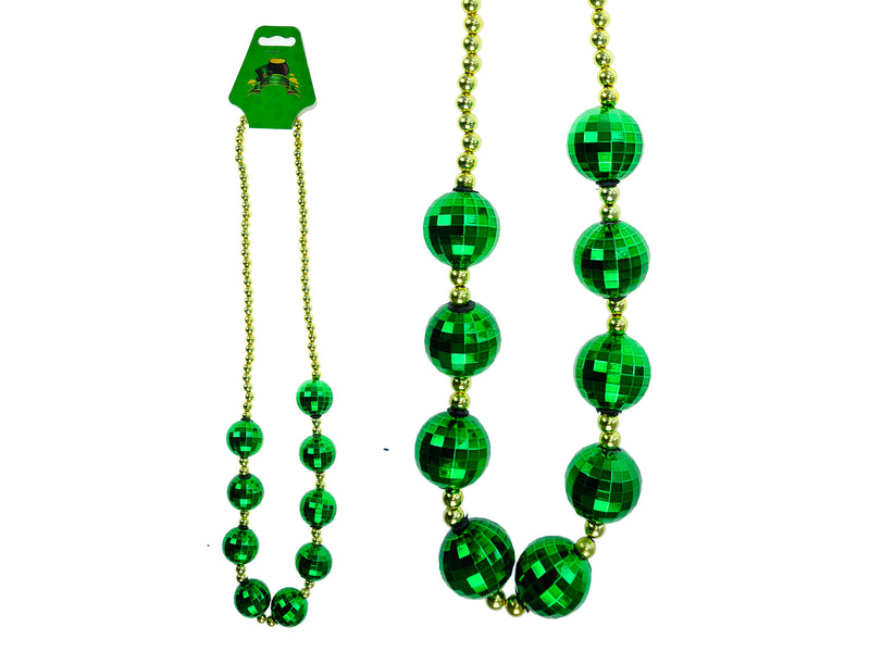 St Patricks Day Jumbo Disco Ball Beaded Necklace