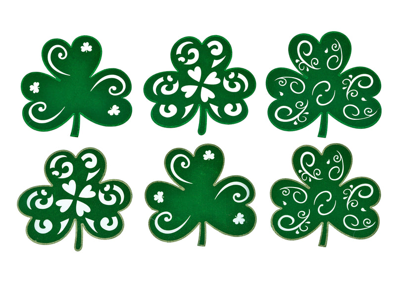 St Patricks Day Die Cut Felt Shamrock Decor With Glitter Border