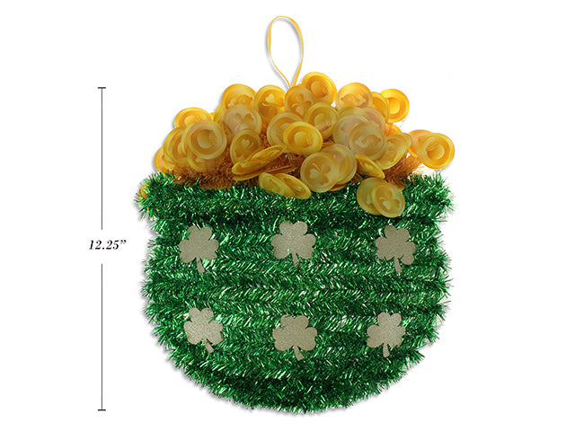 Tinsel Pot Of Gold Sparkle Glitter Plaque