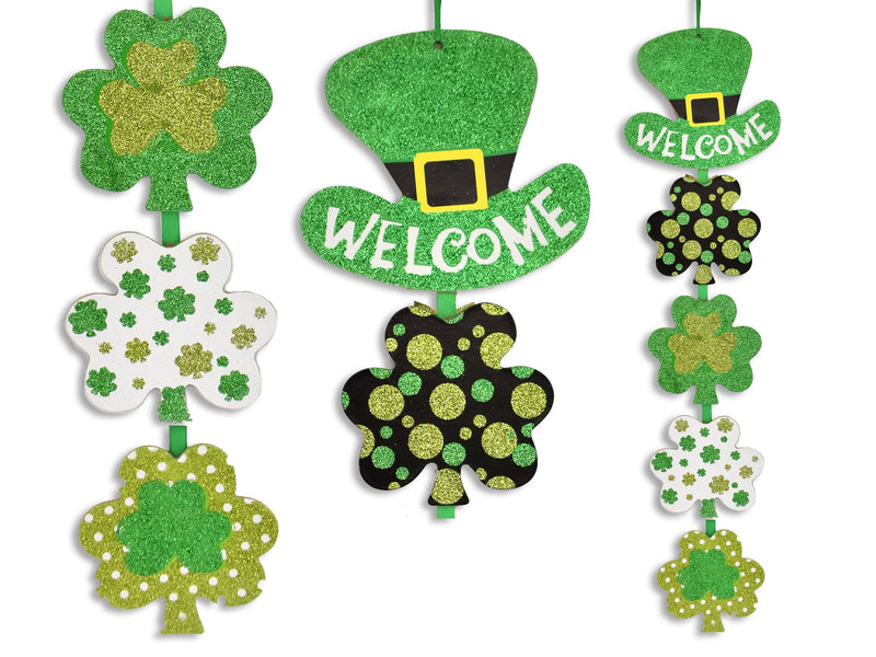 St Patricks Glitter Hanging Plaque With Satin Hanger