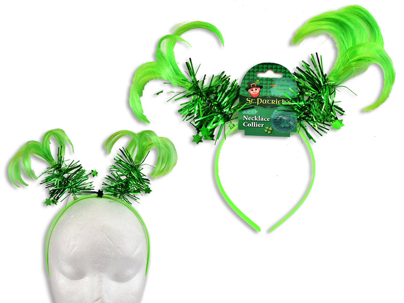 St Patricks Day High Ponytail Headband With Tinsel