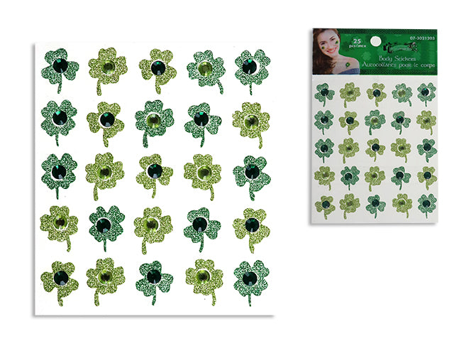 St Patricks Day Glitter Body Stickers With Gems