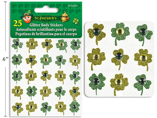 St Patricks Day Glitter Body Stickers With Gems