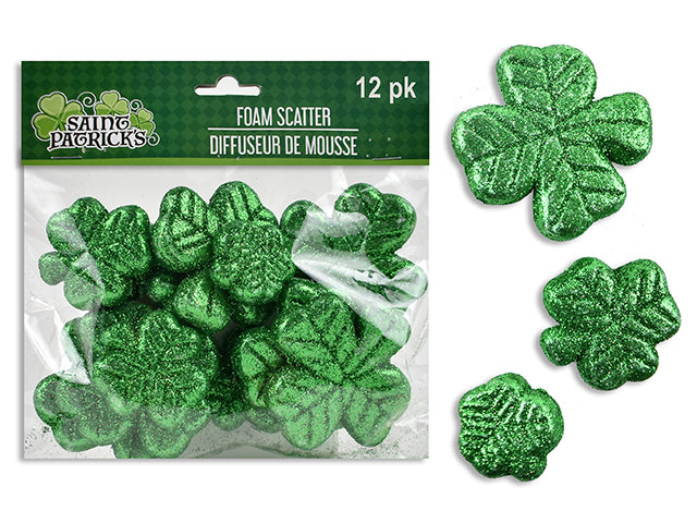 St Patricks Day Glitter Foam Shamrock Scatter