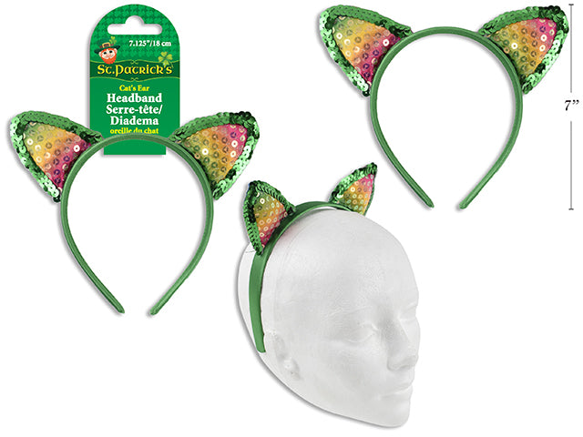 St Patricks Day Confetti Rainbow Cats Ear Headband