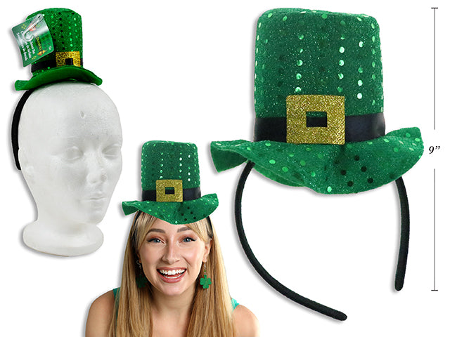 St Patricks Day Confetti Shimmering Leprechaun Hat Headband