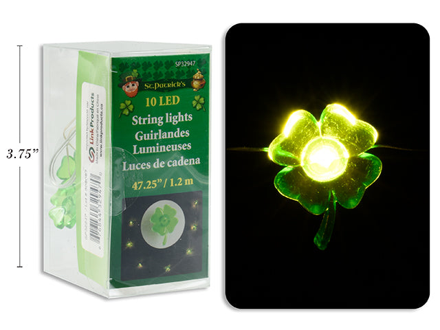 St Patricks Day 10 Led Shamrock String Lights