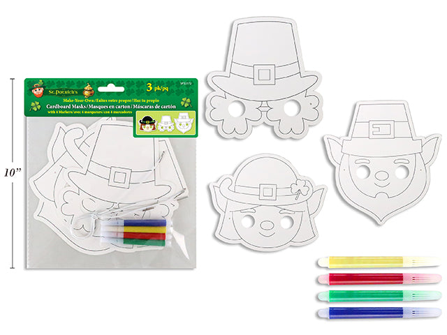 St Patricks Day Color Your Own Cardboard Masks