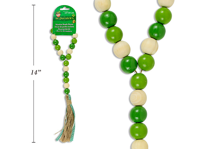 St Patricks Day Beaded Wooden Bracelet Decor