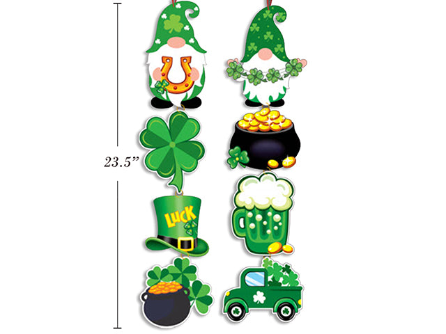 St Patricks Day Gnome 4 Section Hanging Glitter Foam Plaque