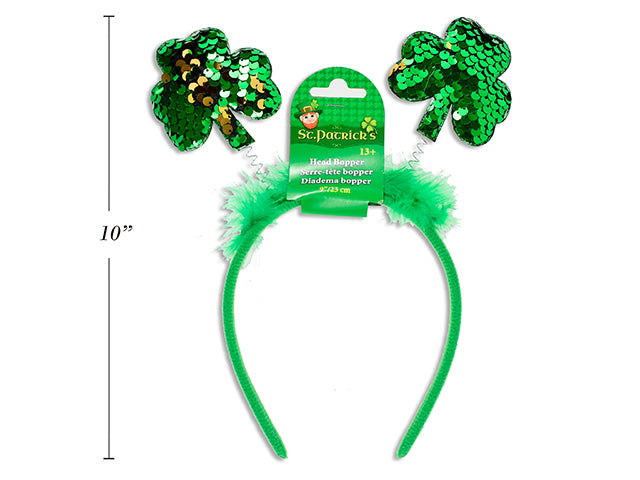 St Patricks Day Flip Sequin Shamrock Head Bopper